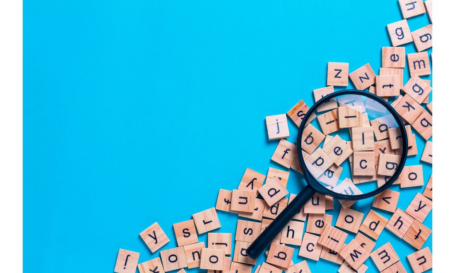 Letters and magnifying glass